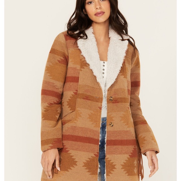 IDYLLWIND WOMEN'S NETTIE SHERPA COLLAR TONAL BLANKET COAT - Picture 3 of 5